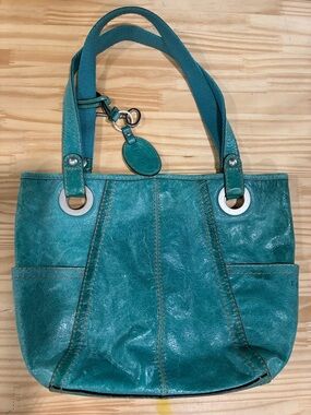 Fossil Teal Leather Shoulder Bag